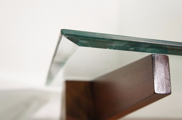 マホガニー無垢 ガラストップ ダイニングテーブル