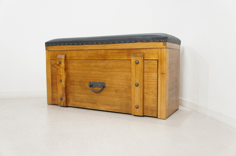 ビンテージベンチ型 チェスト ボックス 収納箱 木箱