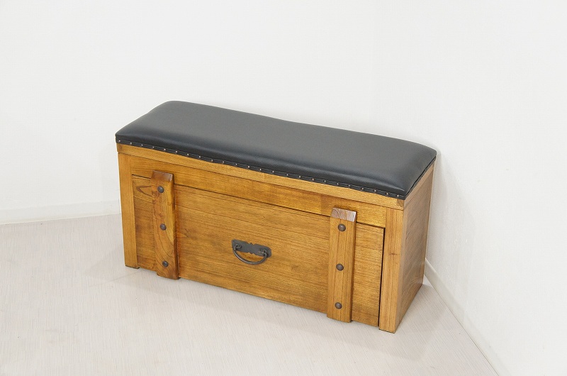 ビンテージベンチ型 チェスト ボックス 収納箱 木箱