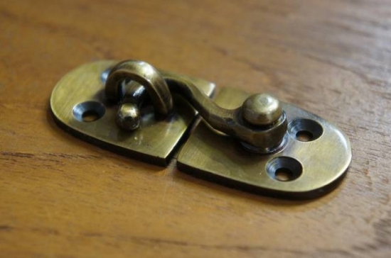 アンティーク調 フックタイプ ロック金具 引掛け 真鍮製 掛金