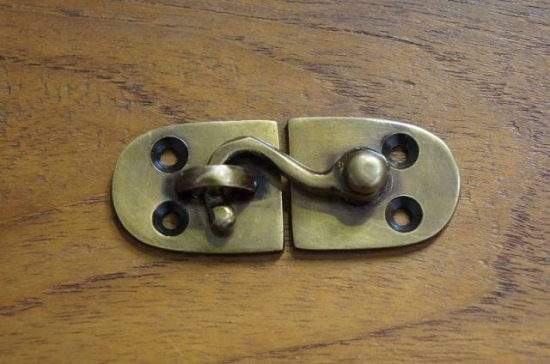 アンティーク調 フックタイプ ロック金具 引掛け 真鍮製 掛金