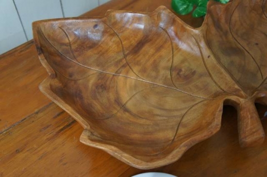 葉っぱ型 サラダボウル 木製トレイ モンキーポッド