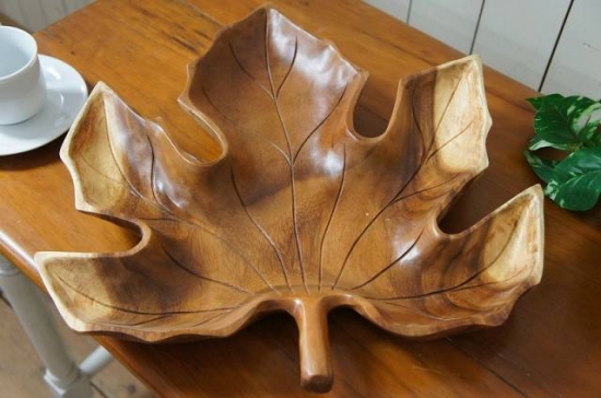 葉っぱ型 サラダボウル 木製トレイ モンキーポッド