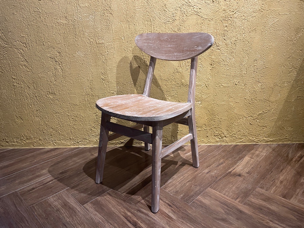 チークチェア 木製椅子 ワークチェア ダイニングチェア カフェ ウォッシュ ダメージ仕上げ チーク無垢